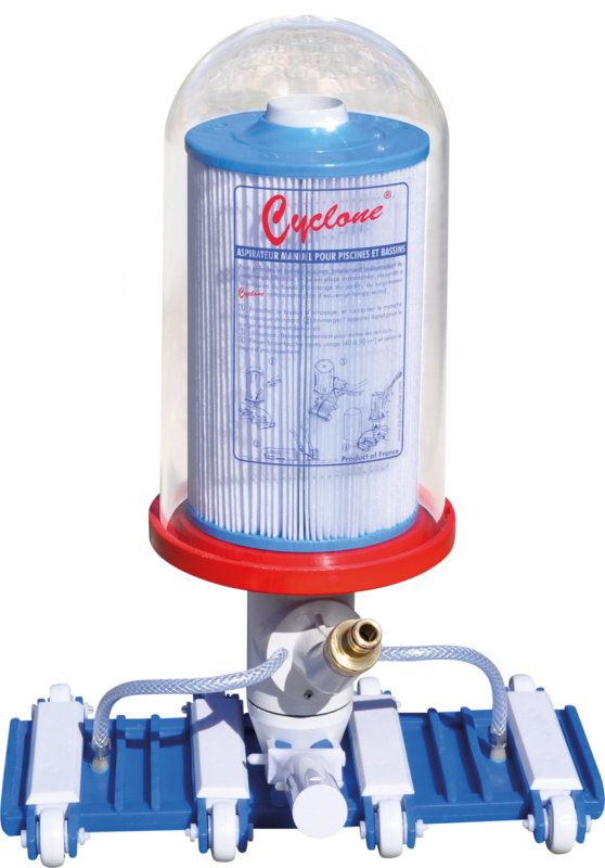 Aspirateur de piscine Cyclone avec globe transparent et cartouche filtrante